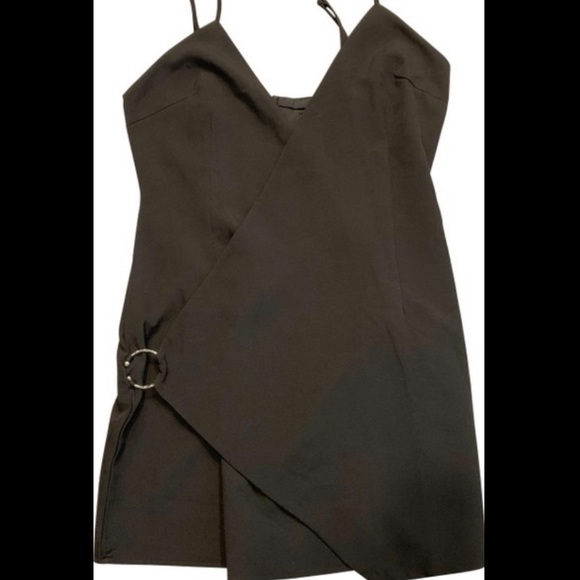 Missguided Black Strappy Wrap Shift Dress, Size 12 💎 - Picture 5 of 8